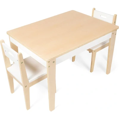 Afbeelding van BeBoonz Basic kindertafel en stoeltjes. Kindertafeltje met stoeltjes van hout 1 tafel 2 stoelen voor kinderen Kleurtafel Speeltafel/Knutseltafel/Kinderzetel/Tekentafel Zitgroep set. Kinderspeelhoek je kind