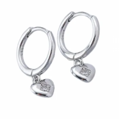 Afbeelding van Oorbellen Hart Zilver Zirkonia Oorringen Charme Bijoux