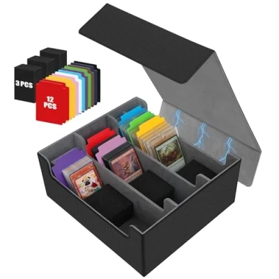 Afbeelding van REAQUE kaartenbox voor 2600+ kaarten, MTG, verzamelkaarten, opbergdoos trading cards, commander deckbox sportkaarten, premium deck box met compatibele kaartverdelers
