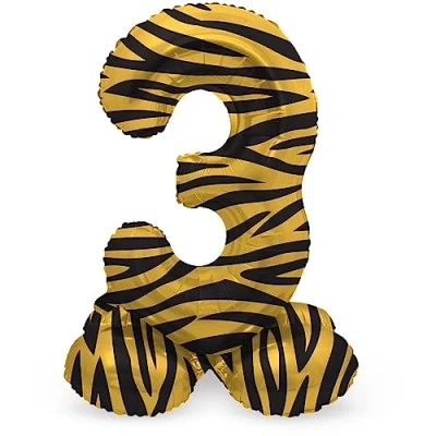Afbeelding van Folat Staande folieballon Cijfer 3 Tiger Chic 72 cm