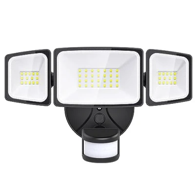 Afbeelding van Onforu led spot met bewegingsmelder voor buiten, 36 W, 3000 lumen, buitenlamp verstelbare 3 koppen, 6500 koudwit schijnwerper, IP65 waterdicht, garage, tuin