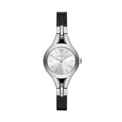 Afbeelding van Emporio Armani analoog quartzhorloge voor dames met leren band AR11552