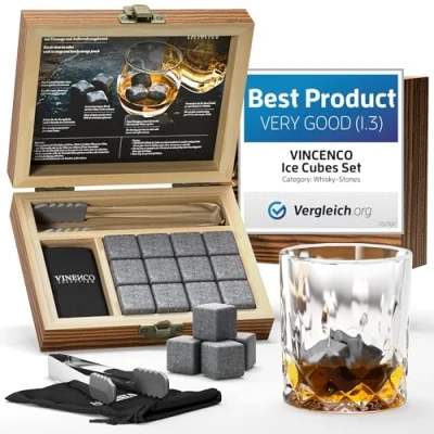 Afbeelding van Whisky Stones Ice Cubes Basalt Ijsblokjes Set van 12 + Opbergzakje &amp; IJstang, Herbruikbare Koelstenen Cooling Ijsblokken Koude Borrel Cocktails Drankjes zonder Verwatering Bar Whiskey Cadeau