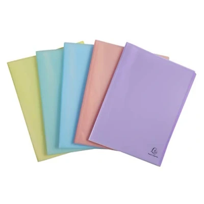 Afbeelding van Exacompta Ref. 88270E Pak van 5 Chromaline Pastel documenthoezen 20 kristallen hoezen 40 pagina&#039;s voor A4 afmetingen 24 x 32 cm doorschijnend gerecycled polypropyleen omslag