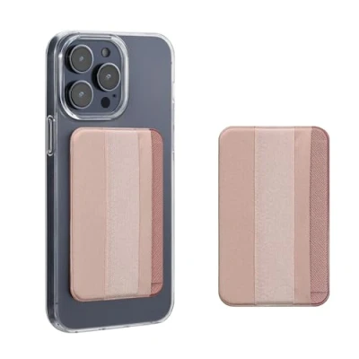 Afbeelding van kwmobile 2x pasjeshouder voor telefoon Geschikt Smartphones 2 in 1 en vingerhouder PU stof metallic roségoud