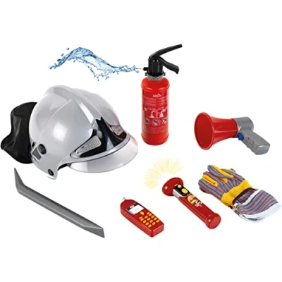 Afbeelding van Theo Klein 8928 Brandweerset I 7 delige set met helm, zaklamp en nog veel meer Brandblusser spuitmechanisme Speelgoed voor kinderen vanaf 3 jaar