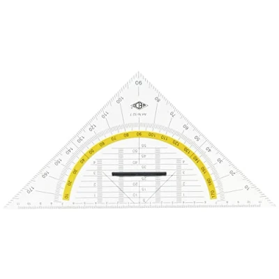 Afbeelding van Wedo 527 geometrische driehoek 25 cm, kunststof, afneembare handgreep, hypotenuse, facetten, inkt, transparant