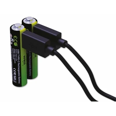 Afbeelding van VERICO LoopEnergy oplaadbare USB C batterij AAA 1,5V 900mWh (600mAh) Li Ion, snel opladen via aansluiting in ca. 2 uur (2x AAA)