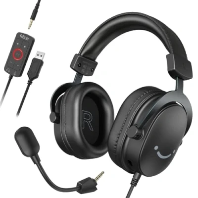 Afbeelding van FIFINE Gaming headset met microfoon, over ear hoofdtelefoon kabel, USB voor pc, PS4, PS5, Xbox Switch, RGB 7.1 surround sound en oorkussens