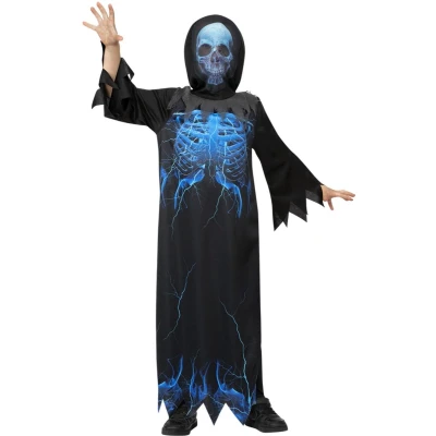 Afbeelding van Smiffys Kinder Kostuum Kids tm 12 jaar Midnight Skeleton Reaper Zwart