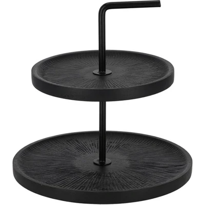 Afbeelding van XEMM Etagere Mango hout 2 laags ∅26 x 28 cm Zwart