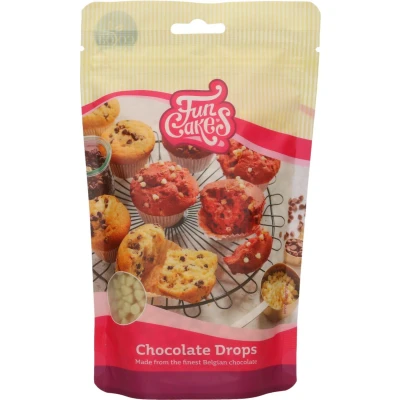 Afbeelding van FunCakes Chocolade Drops Wit 350g Taartversiering