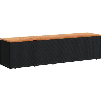 Afbeelding van Tuinbox 220x50x54 cm poly rattan en acaciahout zwart