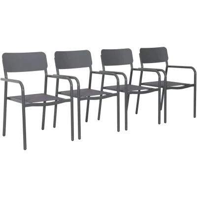 Afbeelding van sweeek Set van 4 stapelbare tuinstoelen savannah aluminium en textileen, 57,5 x 54 86 cm