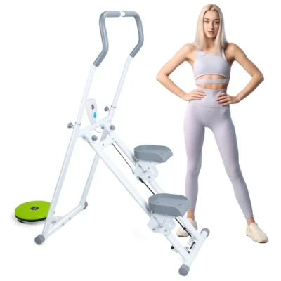 Afbeelding van gibxiyza Trapstepper voor thuis gym oefening verticale klimmachine full body workout machine gym, cardio oefenapparatuur fitnessapparatuur met verstelbaar stuur wit