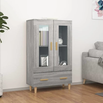 Afbeelding van Hoge kast 70x31x115 cm bewerkt hout grijs sonoma eikenkleurig