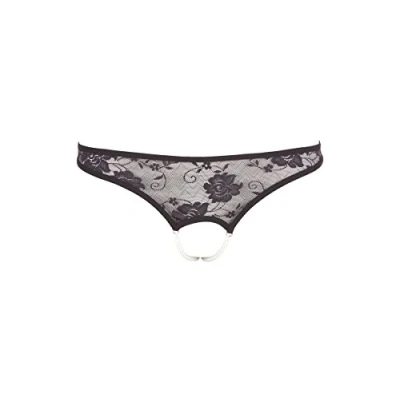 Afbeelding van Cottelli Collection Kanten Rio String met Parels voor Extra Stimulatie tijdens een Verleidelijke Date Maat M Zwart