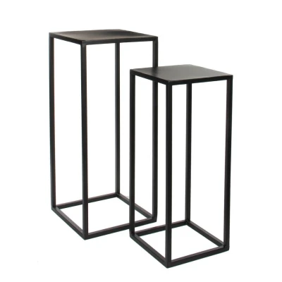 Afbeelding van Mica Decorations Goa Bijzettafel H70 x Ø30 cm Zwart Set van 2