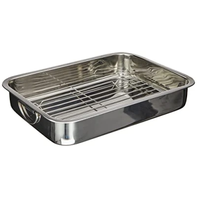 Afbeelding van GSW 809252 ROESTVRIJ STAAL vierkante pan met inzetstuk 40cm, zilver, 40 x 28 7,1 cm, 1 stuk