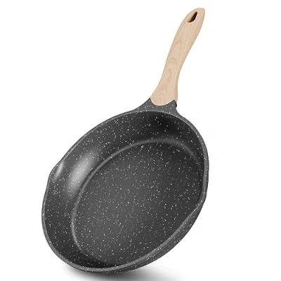 Afbeelding van JEETEE Aluminium braadpan 32 cm, pan met antiaanbaklaag, inductiegas, groot, robuust en duurzaam, inductiepan pannenset handgreep, PFOA vrij (grijs)