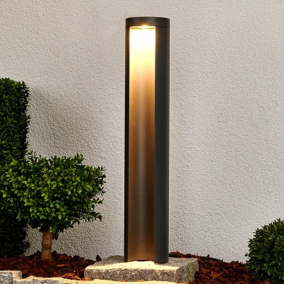 Afbeelding van Lucande LED buitenlamp 1licht Aluminium, polycarbonaat H: 65 cm grafietgrijs, wit Inclusief lichtbron
