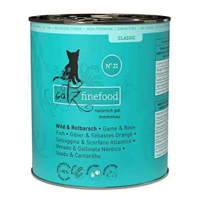 Afbeelding van Catz finefood N 21 Wild &amp; rode baars fijnkost kattenvoer nat en verfijnd met aardappel bosbessen, 6 x 800 g blikken