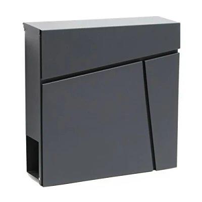 Afbeelding van Modern design brievenbus met krantenrol V23 antraciet wandbrievenbus poedercoating krantenvak