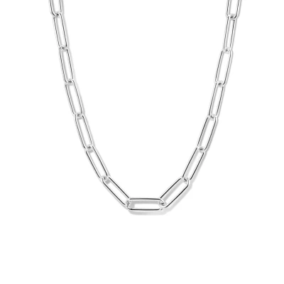 Afbeelding van Ketting Paperclipschakel ronde buis zilver 5 mm 45 cm