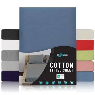 Afbeelding van Jersey Katoenen Hoeslakens Blauw Voor Matras 80 x 200 22 cm Gecertificeerd Vrij van Chemische Producten (OEKO TEX), met Volledige Elastiek