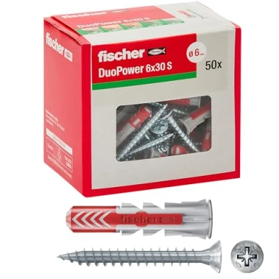 Afbeelding van Fischer Pluggen Duopower met schroef, grijs, 544016
