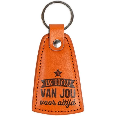 Afbeelding van Sleutelhanger Imitatieleer Bruin Ik hou van jou voor altijd