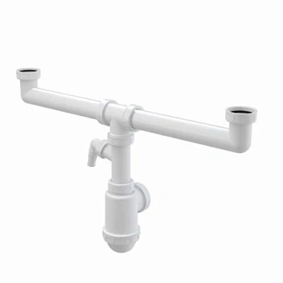 Afbeelding van Alcaplast A448P dubbele spoelbaksifon, wit