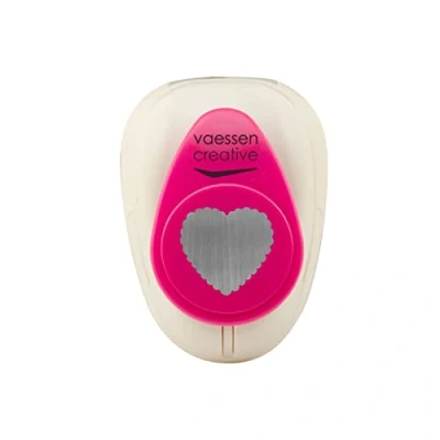 Afbeelding van Vaessen Creative 21435 056 motiefpons hart schelp, 2,5 cm, medium stanser, motiefperforator, 1 stuk, tot 160 g/m², voor knutselen met papier en scrapbooking, wit/roze
