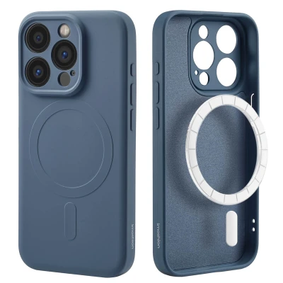Afbeelding van Apple iPhone 15 Pro MagSafe Hoesje Siliconen en TPU (zacht) iMoshion Softcase/Backcover Donkerblauw Telefoonhoesje