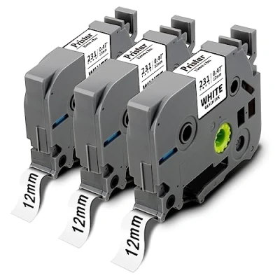Afbeelding van Pristar etiketlint, compatibel met Brother TZe 231, TZ Tze, 12 mm ,0,47, gelamineerd wit tape voor PTH100R PT D400 H105 E100 1000 1080 D600VP H110 H101 H107B D210 H100LB