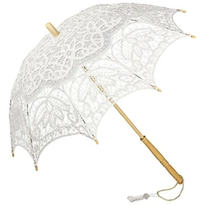 Afbeelding van VON LILIENFELD Parasol Bruiloft Zonnescherm Vivienne Battenburg Kant creme
