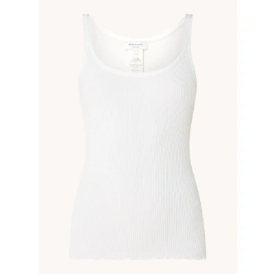 Afbeelding van Rosemunde dames Belle ribgebreide top in zijdeblend met ronde hals de kleur Gebroken wit, maat: S