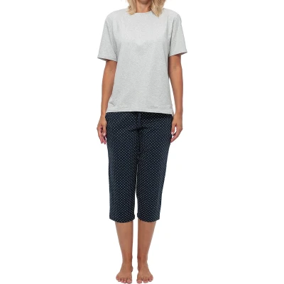 Afbeelding van Schiesser SET Pyjama Blau gepunktet grau, Dames, Maat: 46, grau