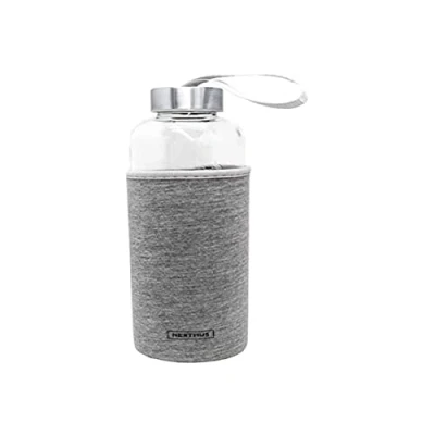 Afbeelding van NERTHUS Glazen fles met neopreen hoes, grijs, 600 ml