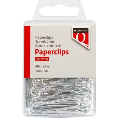 Afbeelding van Paperclip Quantore 50mm rond zilver 40 stuks Blister a stuk 10