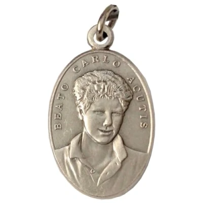 Afbeelding van GEZEGENDE CARLO ACUTIS/SAINT FRANCIS VAN ASSISI MEDAAL DE PATRON HEILIGE MEDALEN 100% GEMAAKT IN ITALIË, Medium, Zilver