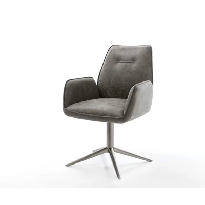 Afbeelding van DELIFE Draaistoel Zoa Flex microvelours grijs antiek kruispoot grafiet 360 draaibaar rocker functie pocketveer kern