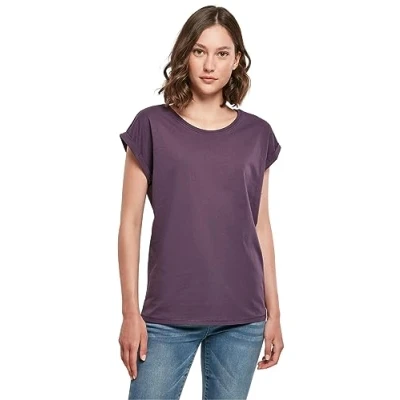 Afbeelding van Build Your Brand Dames T Shirt Ladies Extended Shoulder Tee, bovenstuk voor vrouwen met overgesneden schouders in vele kleuren verkrijgbaar, maten XS 5XL, Paars licht, 4XL