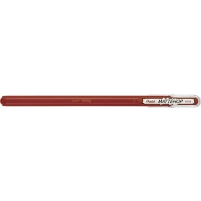 Afbeelding van Pentel K110 VEX Mattehop Gel rollerball met hoog dekkende inkt in matte afwerking, model dop, 1 stuk, bruin
