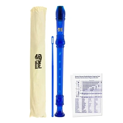 Afbeelding van Mad About REC02 Descant Recorder, Soprano School Recorder met Tas, Reinigingsstaaf en Vingergrafiek, Blauw