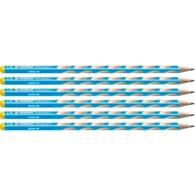 Afbeelding van Smal driekantig grafietpotlood voor linkshandigen STABILO EASYgraph S in blauw 6 stuks hardheid HB