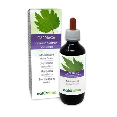 Afbeelding van Hartgespan (Leonurus cardiaca) kruid met bloemen Alcoholvrije moedertinctuur Naturalma Vloeibaar extract druppels 200 ml Voedingssupplement Veganistisch