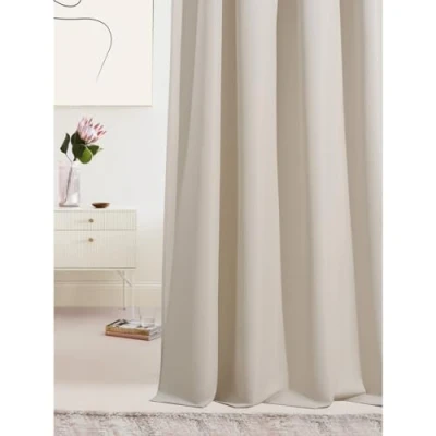 Afbeelding van ROOM99 Laurel gordijn met plooiband, 140 x 260 cm breedte hoogte, verduistering, ondoorzichtig, schuifgordijnen, woonkamer, slaapkamer, voor dakspaneel, lichtbeige