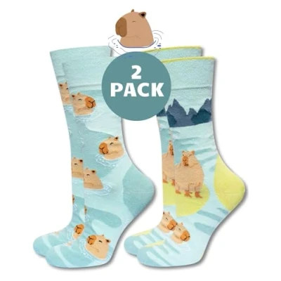 Afbeelding van soxo Capybara Sokken Vrouwen Cadeaus Voor Mannen Kleurrijke Grappige Socks Cadeau 35 40 Capibara Baden 2 Paar