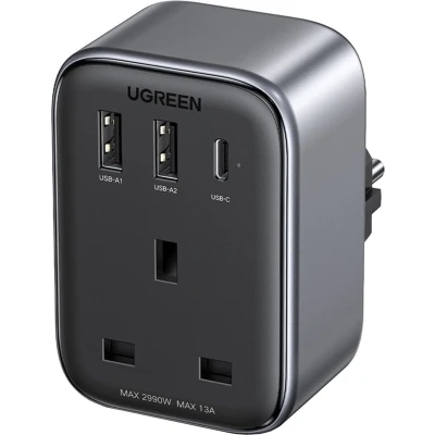 Afbeelding van Ugreen Outlet Extender Reis Adapter EU EN Stekker 2x USB A / C 30W
